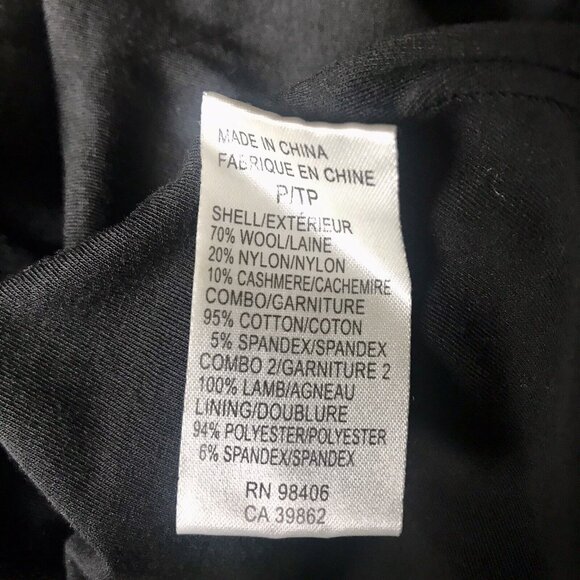 Theory Black Wool Cashmere Blend Open Blazer Jacket Lambskin Sleeves Size Petite - Picture 6 of 6